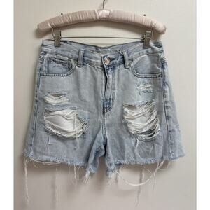 American Eagle High Rise Destressed Denim Shorts Women's Size 4 Light Wash